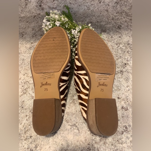 Zodiac MULES Size 7.5M Calf Hair Slip-On Quartz Zebra Brown Shoes - Picture 10 of 12